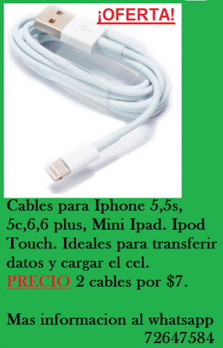 A la venta cables para Iphone 5 5s 5c66 p - Imagen 1