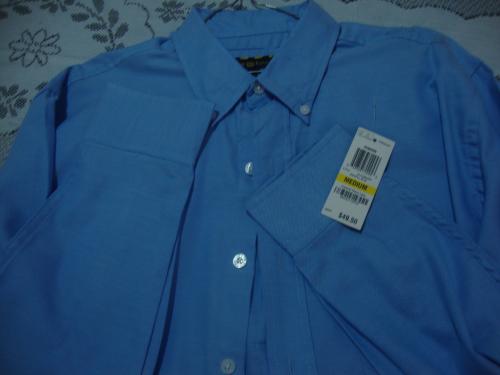 Camisa de vestir azul manga larga para hombre - Imagen 1