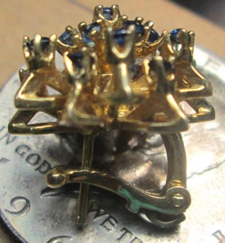 Oro 14 con 19 piedras pequeñas zafiro azul  - Imagen 1