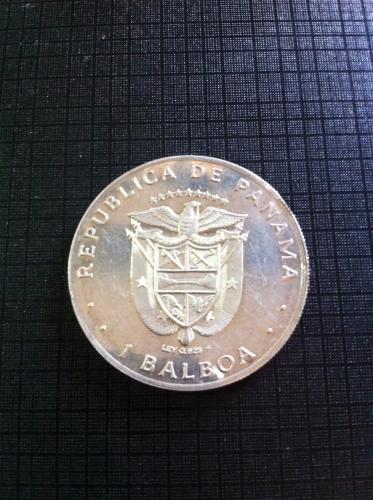 moneda de plata panama 1977 un balboa basco n - Imagen 2