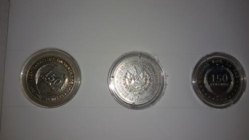 2 monedas de 150 colones de los acuerdos de p - Imagen 1