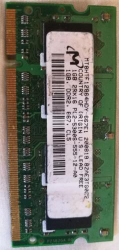 Vendo memoria DDR2 para laptop de 1 gb la d - Imagen 1