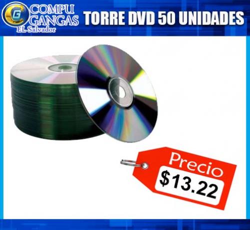 TORRE DE DISCO CD Y DVD EN BLANCO 50 UNIDADES - Imagen 1