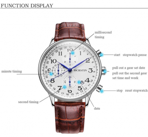 Elegante reloj cronografo nuevo con banda de - Imagen 3