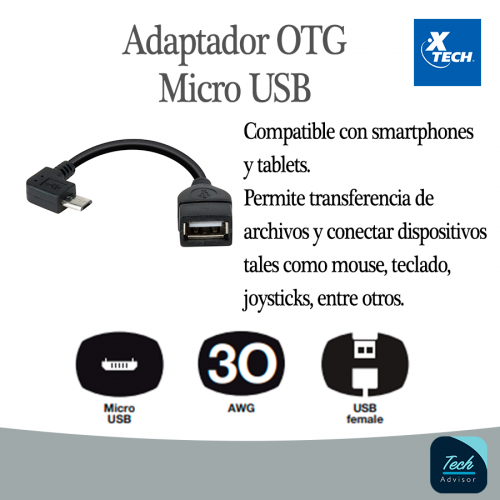 Tech Advisor SV Adaptador OTG A Micro USB 5 - Imagen 1