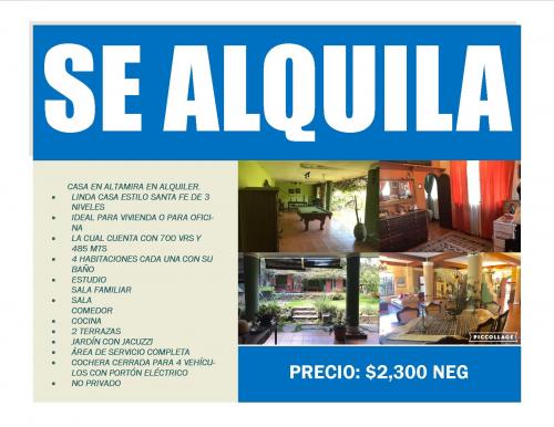 Casa en Altamira en Alquiler ideal para vivie - Imagen 1