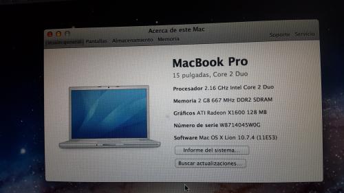 Vendo una macbook pro Core 2 Duo de 216 GHz - Imagen 2