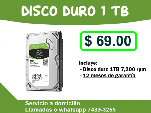 DISCO DURO 1TB  7200 RPM  NUEVO  1 AÑO DE - Imagen 1